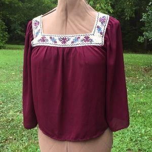 ✨Flying Tomato Burgundy Lace Top✨